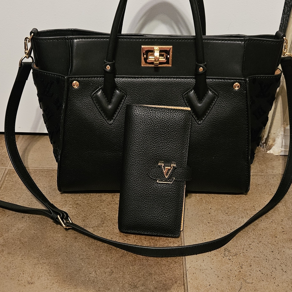 Louis Vuitton Black Satchel and Wallet Set